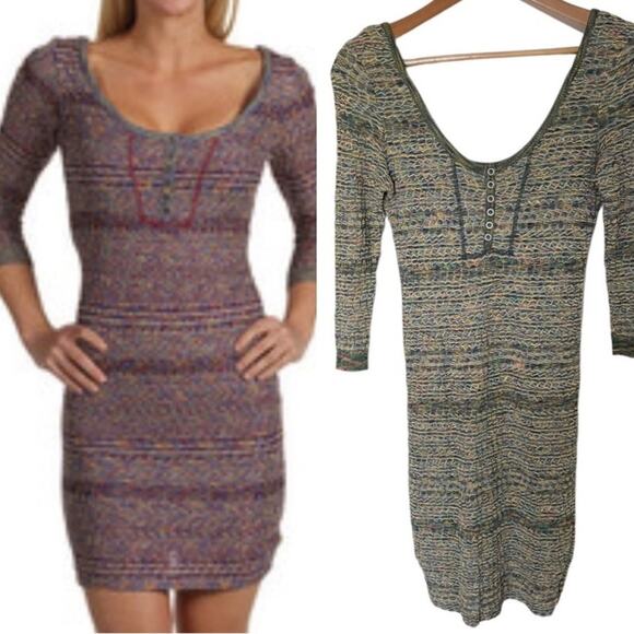 Free People Sunrise Knit Mini Dress In Green Size Medium - Picture 1 of 9
